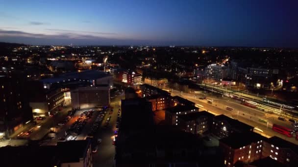 England Luton April 2023 Luftaufnahmen Der Beleuchteten Britischen Stadt Luton — Stockvideo