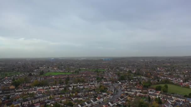 Imagini Aeriene Case Rezidențiale Britanice Deasupra Orașului Timpul Apusului Soare — Videoclip de stoc