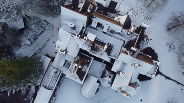 Αεροφωτογραφία Της Πόλης Luton Καλυμμένη Χιόνι — Αρχείο Βίντεο
