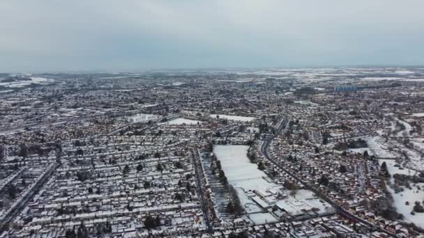 Vue Aérienne Luton City Couvert Neige — Video
