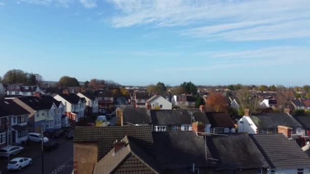 Hoge Hoek Uitzicht Woningen Het Engels Drone Camera Luchtfoto — Stockvideo