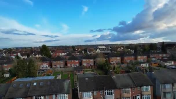 Vue Angle Haut Des Maisons Résidentielles Anglais Caméra Drone Vue — Video