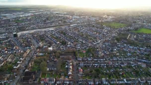 Υψηλή Γωνία Προβολής Των Κατοικιών Στα Αγγλικά Drone Camera Αεροφωτογραφία — Αρχείο Βίντεο