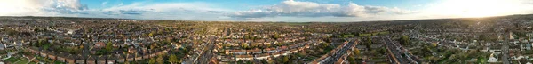 Aerial View City Naplemente Alatt Panoráma — Stock Fotó