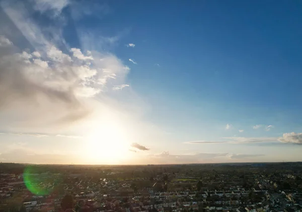 Luftaufnahme Der Stadt Bei Sonnenuntergang — Stockfoto