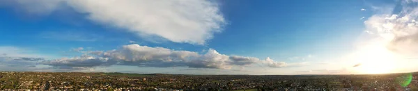 Luftaufnahme Der Stadt Bei Sonnenuntergang Panoramablick — Stockfoto