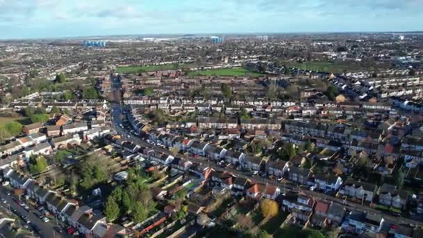 Wysoki Kąt Widzenia Domów Mieszkalnych Języku Angielskim Kamera Drona Widok — Wideo stockowe