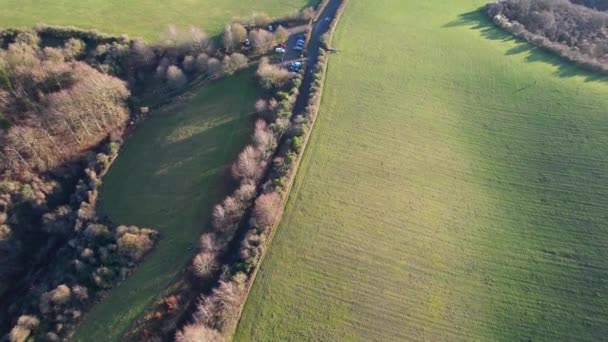 Flygfoto Över Vackra Landskap Brittiska Landsbygden England Storbritannien — Stockvideo