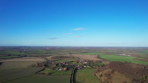 Widok Lotu Ptaka Piękny Krajobraz Brytyjskiej Wsi Anglii Wielka Brytania — Wideo stockowe