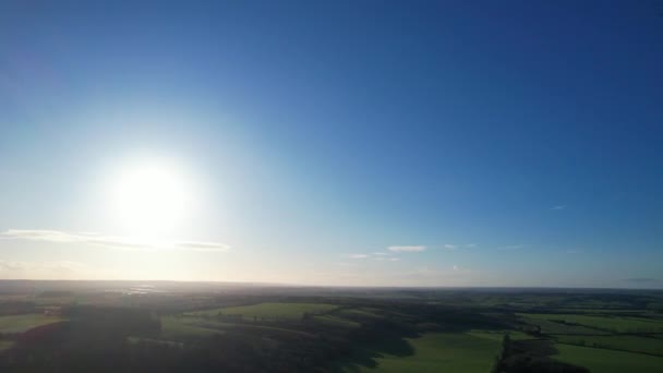 Vista Aérea Del Hermoso Paisaje Campiña Británica Inglaterra Reino Unido — Vídeo de stock
