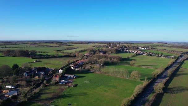 Aerial View Beautiful Landscape British Countryside England — Stock video