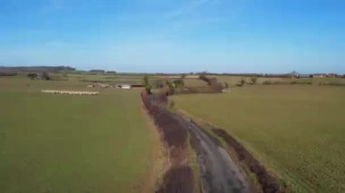 Güneşli bir günde İngiliz Hayvan Çiftliklerinin Yüksek Açılı Görüntüleri 