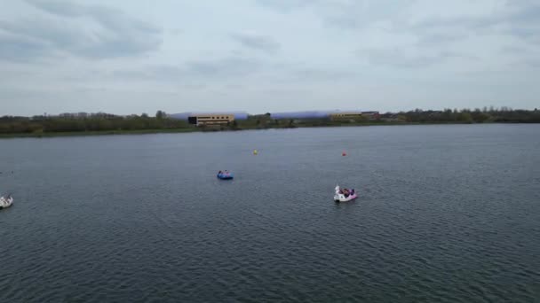 England 9Th April 2023 Aerial Footage Willen Lake Hot Sunny — Stock Video