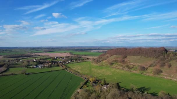 Высокий Угол Съемки Пейзажа Британской Сельской Местности Шарпенхо Клэпперс Бедфордшир — стоковое видео