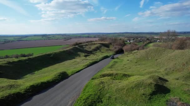 Piękne Nagranie Lotnicze Brytyjskiego Krajobrazu Wiejskiego Anglii — Wideo stockowe