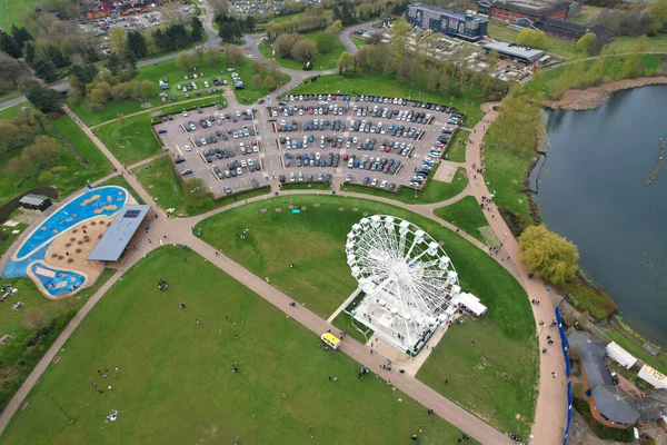 stock image Aerial View of Willen Lake and Park at Milton Keynes, England