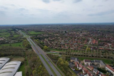 İngiltere, Milton Keynes 'deki Willen Gölü ve Park' ın Hava Görüntüsü