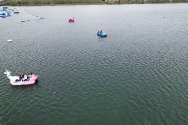 İngiltere, Milton Keynes 'deki Willen Gölü ve Park' ın Hava Görüntüsü