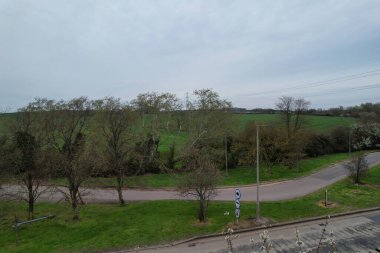 İngiliz Otoyolları ve Trafik Yollarının Panoramik Hava Görüntüsü