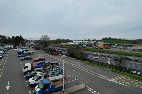 stock image Panoramic Aerial View of British Motorways and Highways with Traffic