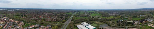 Wunderschöne Hochauflösende Ultra Wide Panorama Luftaufnahme Von Central Luton City — Stockfoto