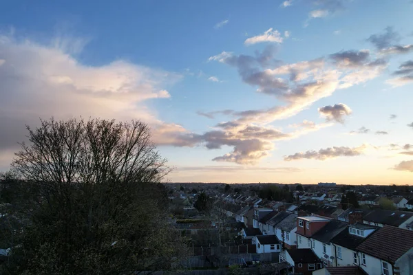 Gyönyörű Magas Szögű Kilátás Felhők Alatt Naplemente Angliában — Stock Fotó
