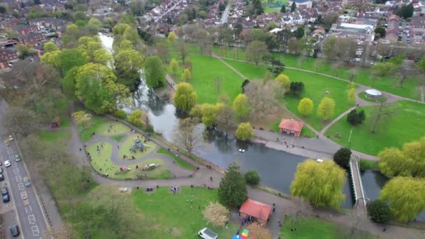 Вид Воздуха Британский Общественный Парк Wardown Съемка Сделана Камерой Дрона — стоковое видео