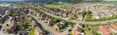 Görkemli Yüksek Çözünürlük Ultra Geniş Panoramik Orta Luton Şehri Hava Görüntüsü