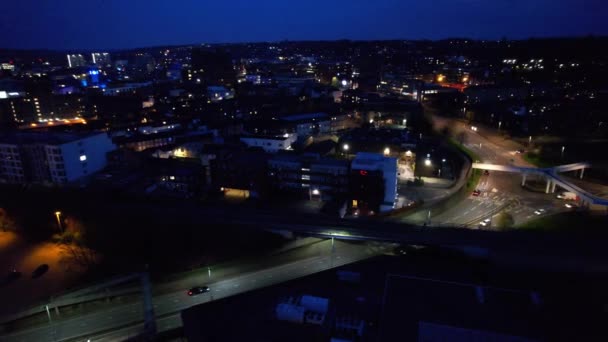 Luton Inglaterra Abril 2023 Imágenes Ángulo Alto Iluminada Ciudad Luton — Vídeos de Stock