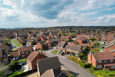 Luton City Residential District 'in havadan görüntüsü, İngiltere, İngiltere. İHA 'nın Gündüz Kamerası