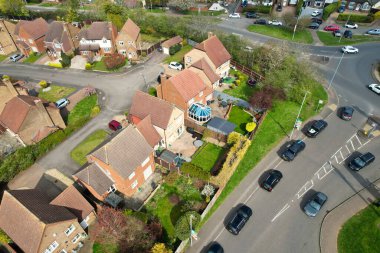 Luton City Residential District 'in havadan görüntüsü, İngiltere, İngiltere. İHA 'nın Gündüz Kamerası