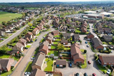Luton City Residential District 'in havadan görüntüsü, İngiltere, İngiltere. İHA 'nın Gündüz Kamerası