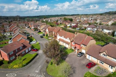Luton City Residential District 'in havadan görüntüsü, İngiltere, İngiltere. İHA 'nın Gündüz Kamerası