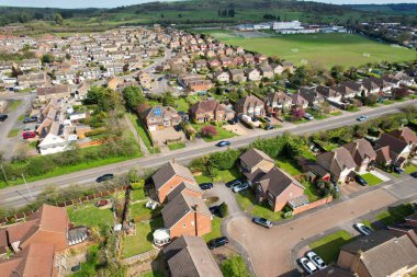 Luton City Residential District 'in havadan görüntüsü, İngiltere, İngiltere. İHA 'nın Gündüz Kamerası