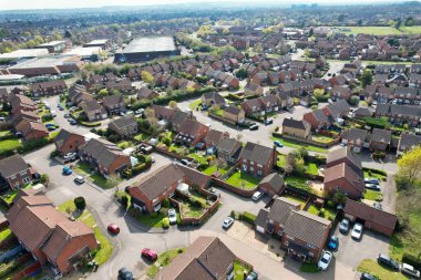 Luton City Residential District 'in havadan görüntüsü, İngiltere, İngiltere. İHA 'nın Gündüz Kamerası