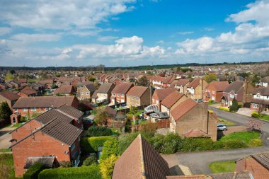 Luton City Residential District 'in havadan görüntüsü, İngiltere, İngiltere. İHA 'nın Gündüz Kamerası