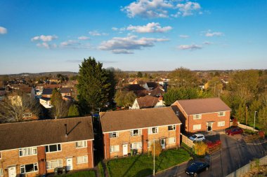 Luton City Residential District 'in havadan görüntüsü, İngiltere, İngiltere. İHA 'nın Gündüz Kamerası