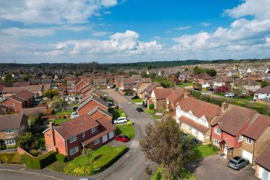 Luton City Residential District 'in havadan görüntüsü, İngiltere, İngiltere. İHA 'nın Gündüz Kamerası