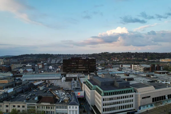 stock image Aerial View of Luton City Residential District, England, Great Britain. Drone's Camera During Sunset