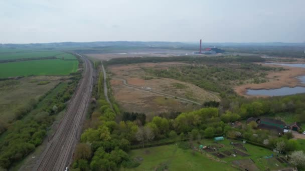 Aerial Footage British Train Tracks Passing Bedford City — Stock Video