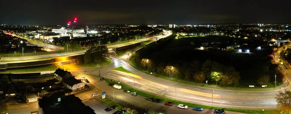 Inglaterra Reino Unido Abril 2023 Foto Larga Exposición Autopista Nocturna —  Fotos de Stock