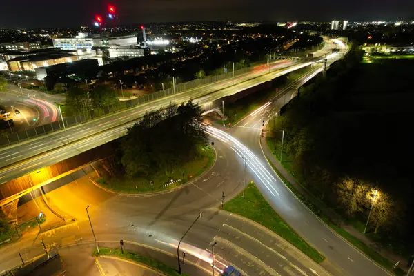 2023 Long Exposure Photo Night Motorway — 스톡 사진
