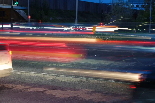 stock image England, United Kingdom - April 26, 2023: Long Exposure Photo of Night Motorway