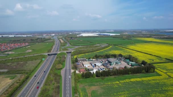 Bedford England April 2023 High Angle Aerial View British Roads — Stock Video
