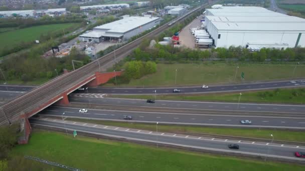 베드퍼드 2023 High Angle Aerial View British Roads Traffic — 비디오