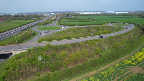 Bedford England April 2023 High Angle Aerial View British Roads — Stock Video