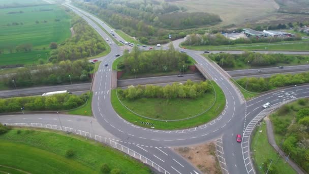 베드퍼드 2023 High Angle Aerial View British Roads Traffic — 비디오