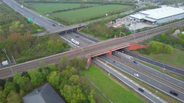 High Angle Aerial View British Roads Traffic Bedford Anglia Wielka — Wideo stockowe