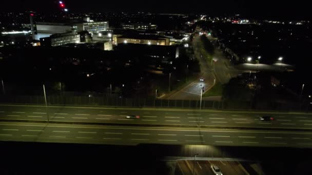 Vista Alto Angolo Delle Autostrade Britanniche Notte — Video Stock