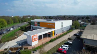 Central Bedford City, İngiltere - 23 Nisan 2023: Bedford City 'nin havadan görünüşü 